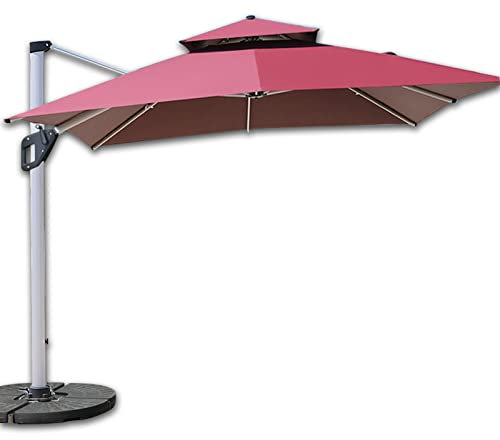 HARICSET Sonnenschirm Ampelschirm Cantilever Parasol Garden Parasol Windsicherung Marktschirm Groß 360Ḟ Rotation, Gartenschirm mit Kurbel Sonnenschutz UV(Size:2.5 * 2.5m(45Lbase),Color:Rotwein)