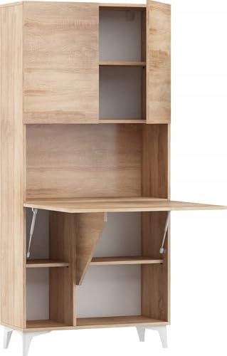 BB Loisir Armoire Placard Convertible en Bureau et Table Home Office 175x80x36cm « Meggie-Sonoma Chêne»