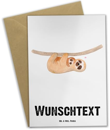 Mr. & Mrs. Panda Personalisierte Karte Faultier Kind - Geschenke, Spaß, Liebe, grußkarte personalisiert, Baby, personalisierbar, individuelle, Mama, Grußkarten