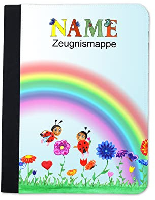 Maus-Design Zeugnismappe personalisiert Marienkäfer mit Name | Klarsichthüllen A4+, Urkundenmappe, Dokumentenmappe