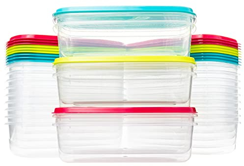 Recipientes Plastico para Alimentos 700ml 24 uds | Fiambreras para Comida | Sin BPA | Apto para Microondas, Lavavajillas, Congelador | Recipientes con Tapa| Apilables