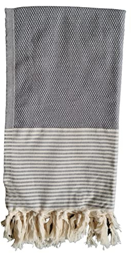 your castle Pestemal, asciugamano per hammam, XXL, per sauna, spiaggia, fitness, yoga, spa, 100% cotone, 100 x 180 cm, antracite