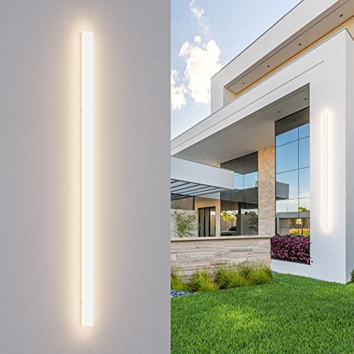 K-Bright 45W Lange Aussenlampe Villa Wandleuchte Weiß Warmweiß 3000K | Wasserdicht IP65, 150CM/59.05IN Außenwandleuchte für Gärten,Terrassen, Schlafzimmer, Wohnzimmer