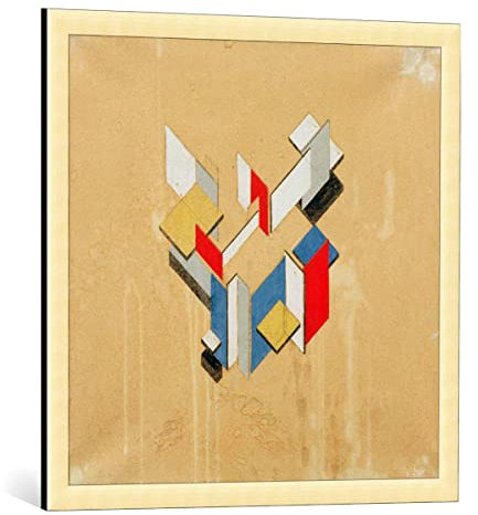 kunst für alle Bild mit Bilder-Rahmen: Theo Van Doesburg Contra-BAU des Privathauses - dekorativer Kunstdruck, hochwertig gerahmt, 70x70 cm, Gold gebürstet