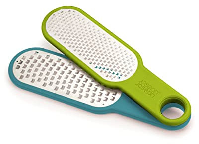 Joseph Joseph Duo Ralladores de Cocina Manual, Rallador Verduras, Queso Grueso y Fino, Limón, Cítricos, Azul/Verde