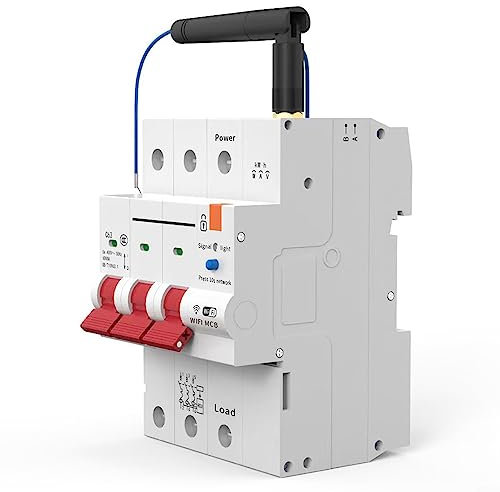 RARRAO für Tuya WiFi Smart Circuit Breaker, intelligenter Energiezähler kWh, Miniatur-Leistungsschalter mit Messung 3P 63A, Stromverbrauchsaufzeichnung