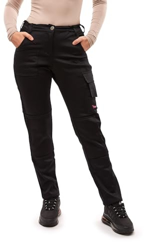 strongAnt Damen Arbeitshose komplett Stretch für Frauen Bundhose mit Kniepolstertaschen Schwarz Grau Weiß Pink