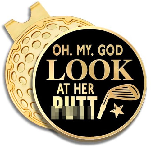 GEYGIE Oh My God Look at Her Schwarz Gold Golfballmarker mit magnetischem Hutclip, Golf-Zubehör für Männer Frauen, Golf-Geschenk für Männer Frauen Golfer, Geburtstag Ruhestand Geschenk für Papa Opa