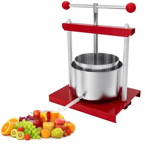 XINZI 3L Obstpresse Saftpresse Manuelle Edelstahl Fruchtpresse Mobile Apfelpresse Weinpresse Set Beerenpresse Manuelles Pressen für Selbst Gemachten Natürlichen Saft Traube Beere Apfel
