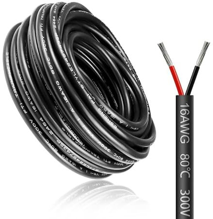 20 Meter 16AWG 2x1,5mm² Elektrischer Draht, 2 Adrig Kabel 5V/12V/24V Stromkabel Verzinntes Kupferkabel，Flexibel und Weich Niedrige Impedanz Hohe Temperaturbeständigkeit Verlängerungskabel
