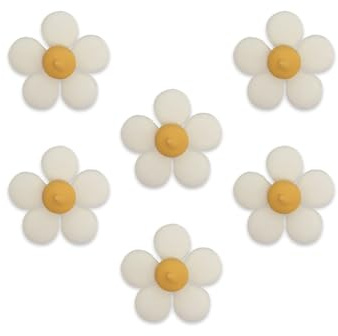 Anniversary House White Daisy Summer Floral Edible Cake Decorations, Handcrafted Flower Cake Toppers, Edible Fondant Icing Sugar Cupcake Toppers, 3cm, Pack of 6, SF625