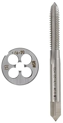 HOOCOM Jeu de tarauds à vis High Speed Steel et Matrices Rondes BSW 5/32 – 32, Outils manuels 3/16-24 1/4-20 5/16-18 1/2-12 5/8-11 2 pièces (Color : 2pcs BSW 1l4-20)