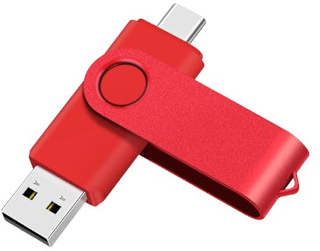 Yaxiny Clé USB C 64 Go OTG, Flash Drive USB 3.0 et Type C, Mémoire Stick pour Smartphone Android - Métal Rouge