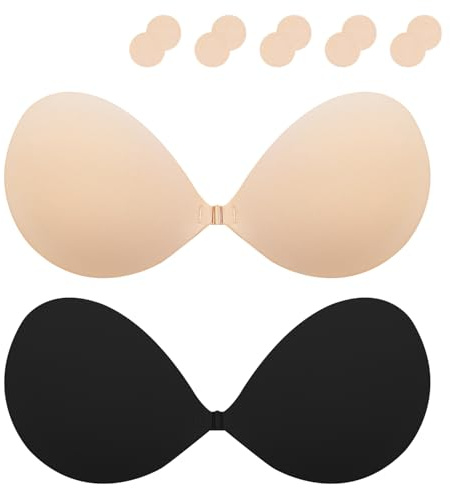 Klebe BH Push up Ohne Träger Sticky Bra für Rückenfreies Kleid Damen | Unsichtbarer Halt – Selbstklebender Trägerloser BH für Große und Kleine Brüste, ideal für Brautkleid