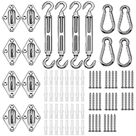 80 Pcs Sun Shade Sail Canopy Fitting 5/6mm for Rectangle Sun Shade Sail Installation Awning Attachment Set for Outdoors sun shade sail hardware kit rectangle heavy duty stainless steel (5mm )