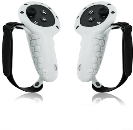 Housse de poignée de contrôleur améliorée for accessoires Meta Quest 3, kit de housse antidérapante et anti-projection avec sangle de poignet et capuchon à bascule for accessoires Meta Quest 3 VR (bla