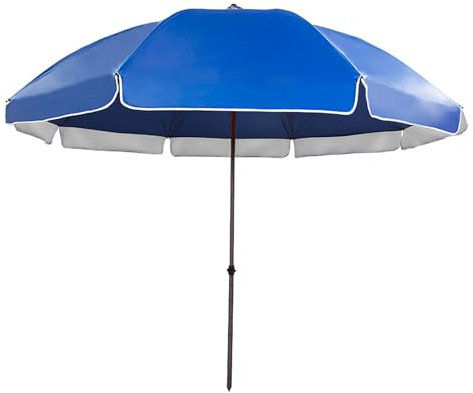 Garten-Sonnenschirm für den Außenbereich, 260 cm, höhenverstellbar, UPF50+ UV-Schutz, winddichter Strandschirm, 240cm großer Sonnenschirm(Color:Blau,Size:240cm/8ft)