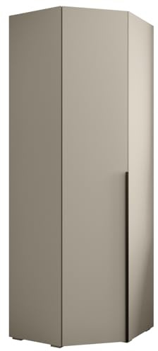 ABIKSMEBLE Inova 1 Guardaroba ad Angolo - Guardaroba con Ripiani e Barre - Mobile Contenitore - per Camera da Letto, Cameretta per Adolescenti, Ingresso - 236,7x81,7x47cm - Cashmere, Nero