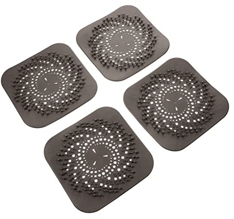 KONTONTY 4 Pezzi Copri-scarico Quadrato in Silicone Per Bagno Doccia Vasca E Cucina Chioma Flessibile Anti-caduta Facile Da Installare