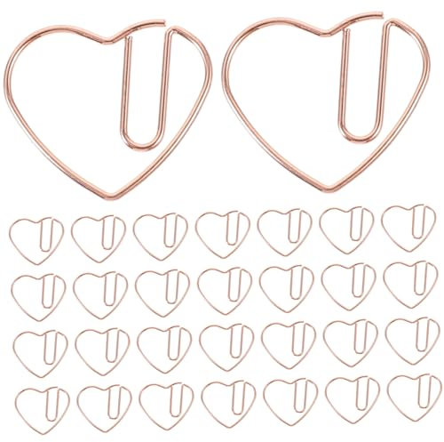 VILLCASE 50stücke Herzförmige Büroklammern Metall Dekorative Aktenklammern Für Büro Schule Und Scrapbooking Roségoldene Vielseitige Papierclips Organisation Von Dokumenten