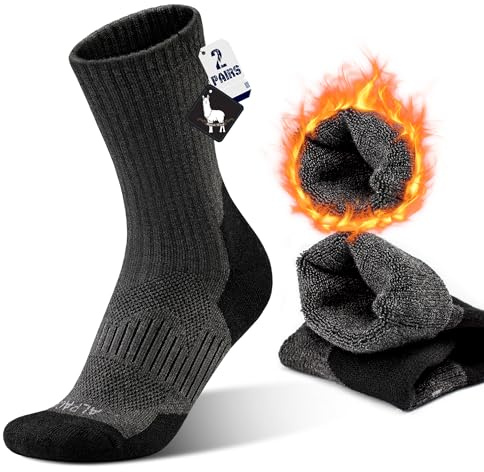 ineepor Calze Termiche Donna Uomo di Alpaca Calzini Termici Caldi Invernali Calze Lana da Trekking Running Sportive Sci Calde 2 Paia
