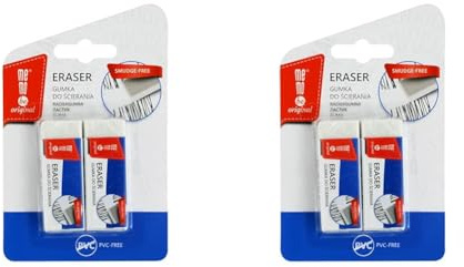 Amex MemoBe Radiergummi 2 Stück - Radierer Set Basic - Weiße Kunststoff Gummi füt Bleistifte - Bleistifte Zeichnen Kunst - Kinder Schule und Universität - 2er Set (Packung mit 2)
