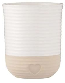 Mason Cash Rustic Charm Utensil Holder Stoneware with Debossed Heart Motif Durable Large Capacity for Kitchen Tools & Gadgets Stylish Countertop Organizer