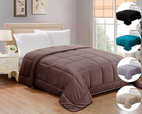 Trapunta Invernale Matrimoniale Imbottita Super Soffice e Calda da 580 gr/mq Tessuto Vellutato Piumino Caldo ad Effetto Flanellato Coperta Letto Invernale Misura 250x250 cm Mod. Margot Colore Tortora