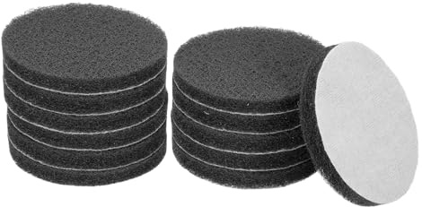 sourcing map 12pcs Scrubber Scouring Pads 1200 Grits 4 Inch Drill Power Brush Hoop and Loop Surface Conditioning Disc Drill Scuffing Disc Scrub Pads for Home Kitchen Cleaning, Light Grey