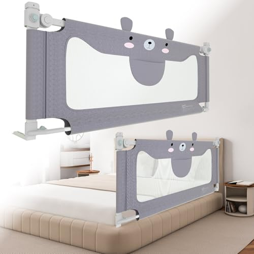 Kuro-sagol Rausfallschutz Bett Bettgitter für Baby Elternbett mit Absenkbarem Design und praktischer Aufbewahrungstasche, Höhenverstellbar, 150cm