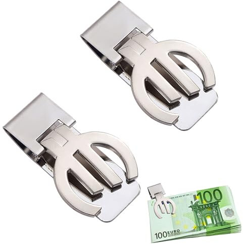 ZAHD 2 PCS Clip de Dinero de Acero Inoxidable Pinzas para Billetes de Acero Inoxidable para Hombres Clip de Dinero de Inoxidable Ligero Abrazadera Titular de Efectivo Portátil Pinza Billetera