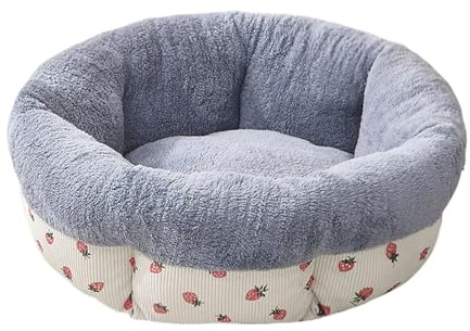 Rundes Katzenbett in Donut-Form – Rundes Katzenbett für Hunde, rundes Bett für Donut-Tiere | bequemes Plüschkissen für Haustiere, maschinenwaschbar mit rutschfester Unterseite