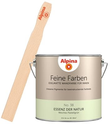 Alpina Feine Farben inkl. Rührstab – No. 38 Essenz der Natur – edelmatte Innenfarbe - Wandfarben für einzigartige Farbwirkungen und Raumstimmungen – Weiches Pastellgrün - 2,5 Liter