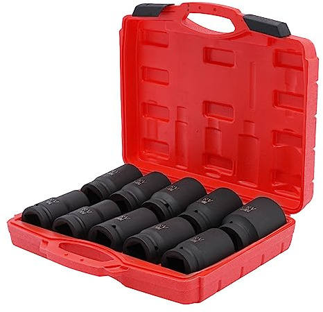 KumuJ Juego De 1 Pulgada De Tuercas De Atornillador De Impacto De 10 Piezas 24-46 Mm Lkw Tuercas De Atornillador De Impacto Conjunto De 1/2 Pulgada De Toma
