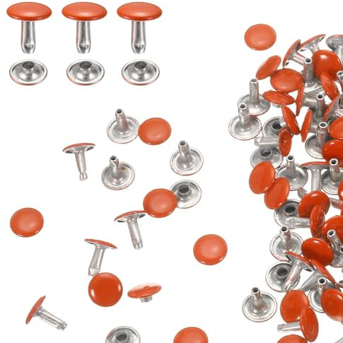 sourcing map 100 juegos de remaches de cuero de doble tapa, 10 x 10 mm, con tapa redonda tubular, remaches de cuero para manualidades de cuero, para cinturón de tela, collar de mascotas, reparación y
