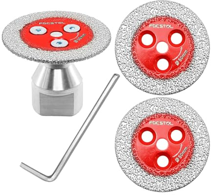 FOCSTOL Mini Disque Diamant Carrelage - 3 pièces 50mm Disque a Tronconner Carrelage et 1 pièce Bride M14 pour Marbre Granit Pierre Artificielle Carrelage Céramique