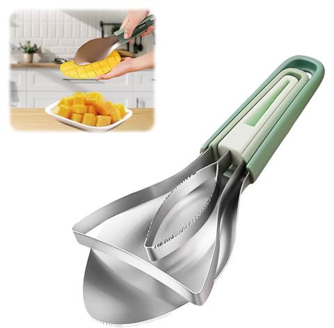 Mesen 3-in-1 Mango Slicer Peeler, Peeler and Pit Remover Tool, Mango Splitter with Micro-Serrated Stainless Steel Blade, Fruit Slicer Cutter Pitter for Watermelon Cutter Peach Slicers and More