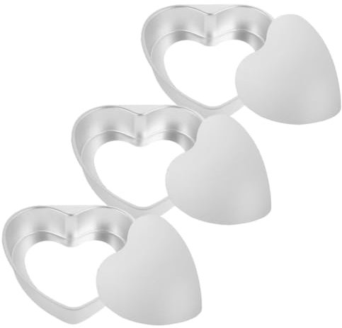 Zerodeko Moule à Gâteau De Cœur 10 Cm En Alliage D'aluminium Fond Amovible, Résistant à La Chaleur, Ensemble De 3 Pièces Pour Pâtisserie Et Cuisson à Domicile