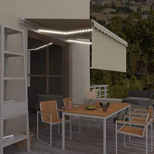 Festnight Manuelle Gelenkarmmarkise 3x2,5 m Markise 250 Breit Kassettenmarkise Wasserdicht Terrassenmarkise Sonnenmarkise Terrasse Balkon Sonnenschutz LED Gelenkmarkise mit Volant