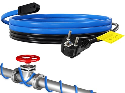 Sonnewelt Selbstregulierendes Heizkabel Blau Frostschutz Heizkabel, Kabel mit Thermostat Schutz der Heizung Wasserdicht Begleitheizung Heizkabel für Rohrleitungen 34W 2m 17W/M