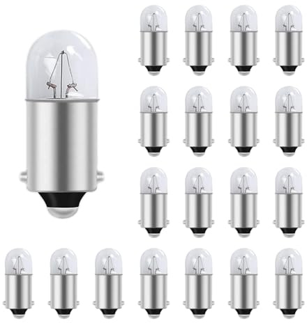 Lanuovx 20x T4W BA9s Glühbirnen 12V 4W Metallsockel Halogen Lampen für Standlicht Kennzeichenbeleuchtung und Innenraum Großpackung