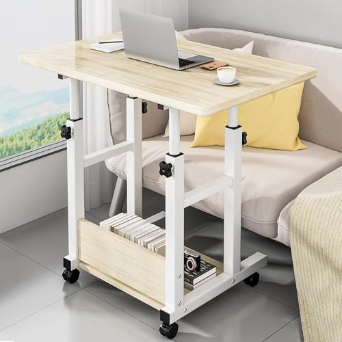 Scrivania per laptop regolabile in altezza 60-85 cm, tavolo mobile per divano, comodino versatile, tavolo da lavoro per ufficio e soggiorno, design moderno ed elegante, soluzione salvaspazio