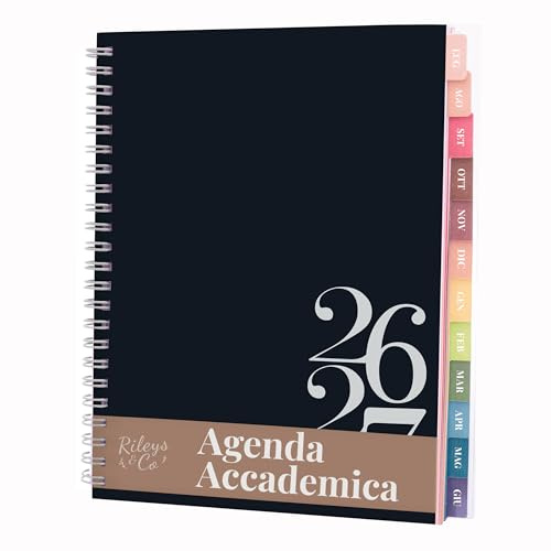 Rileys 2026-2027 Agenda Accademica Classica, 20x15cm (Nero, Italiano)