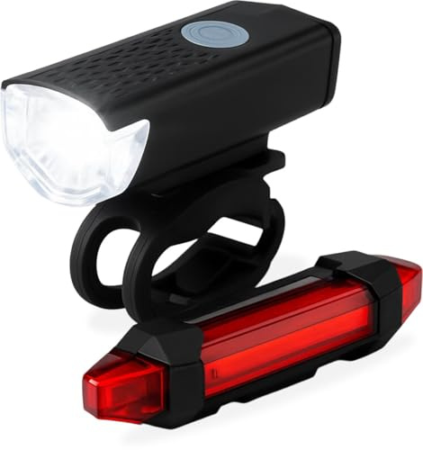Feux de vélo LED Kit blanc et rouge V2 - Rechargeable - USB C - Feu de vélo - Feu avant et feu arrière vélo LED - Feu avant vélo - Feux de vélo - Feux de vélo - Lumières de vélo - Feux de vélo - Feux