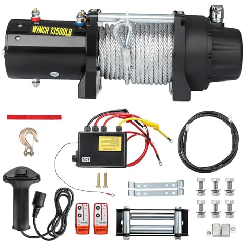 FLASHEVER 13500lb 12V Electric Winch Fit for Truck Jeep ATV UTV Boat | Waterproof Offroad, Steel Cable, Wireless & Wired Remote, Heavy Duty Motor, Sealed Solenoid, For Trailer & Off-Road