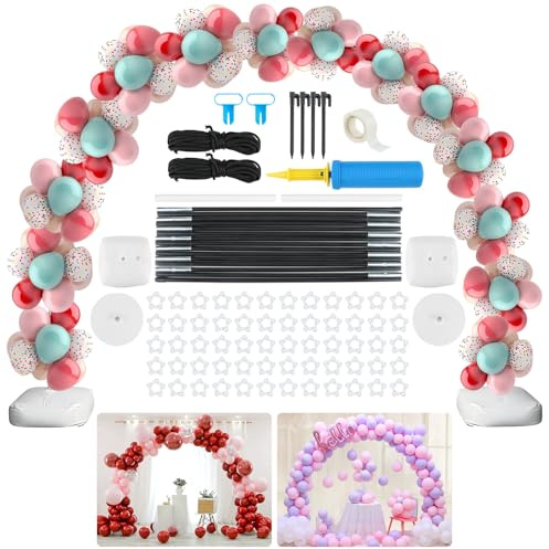 Kit Arco di Palloncini Riutilizzabile,2.3 x 3.1m Arco Palloncini Struttura Regolabile Kit Arco Semicircolare per Matrimoni Lauree Compleanni