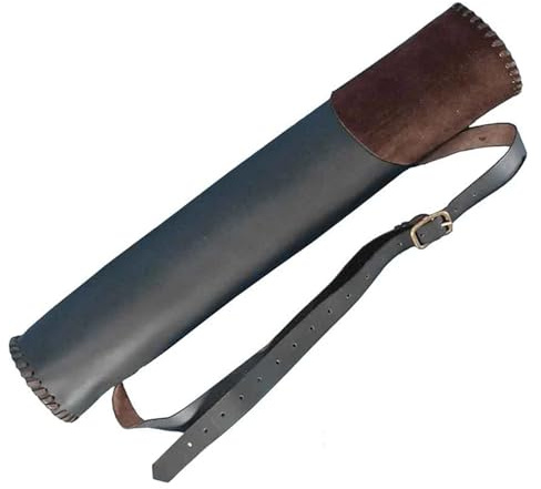 Ayztantine Bogenschützen-Köcherhalter Bogen Pfeil Köcher Halter Schulter Rückengurt Leder Bogenschießen Tasche for Bogenschützenschießen(Dark Brown)