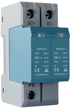 2P Solar PV DC SPD Surge Protective Device DC 600V 40KA Surge Arrester Lightning Protector Din Rail