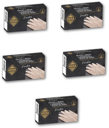 Filetes de Melva Canutera de Andalucía en Aceite de Oliva - Pack de 5 Latas x 120g - USISA - Conserva de Pescado