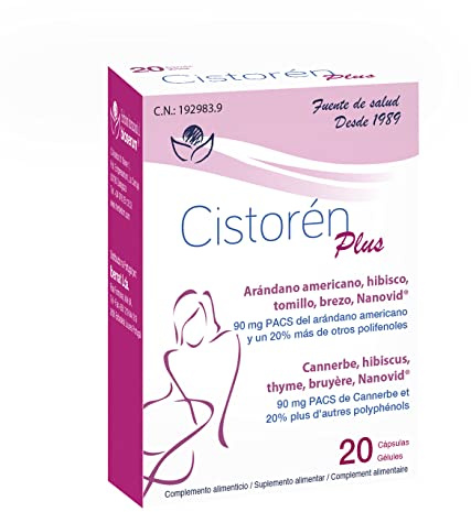 Cistorén Plus 20 cápsulas - Herbetom Bioserum | Con arándano americano, hibisco, tomillo, brezo y Nanovid | Infección vías urinarias